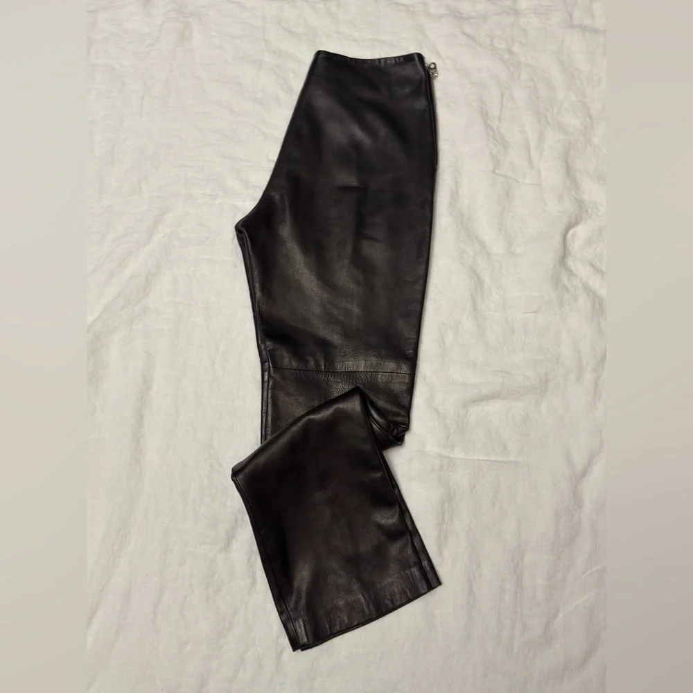 Comme Toujour Butter Soft Black Leather Trouser Pants Size 10 Grunge Indie Retro